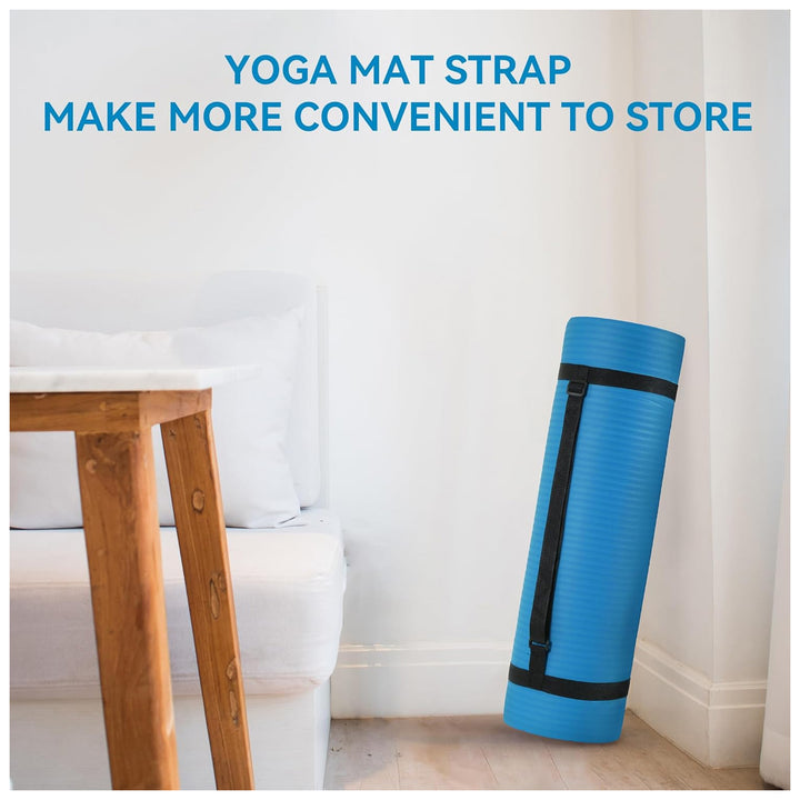 Fitvids 1/2-Inch Thick High Density Exercise Yoga Mat, Carrying Strap, Blue