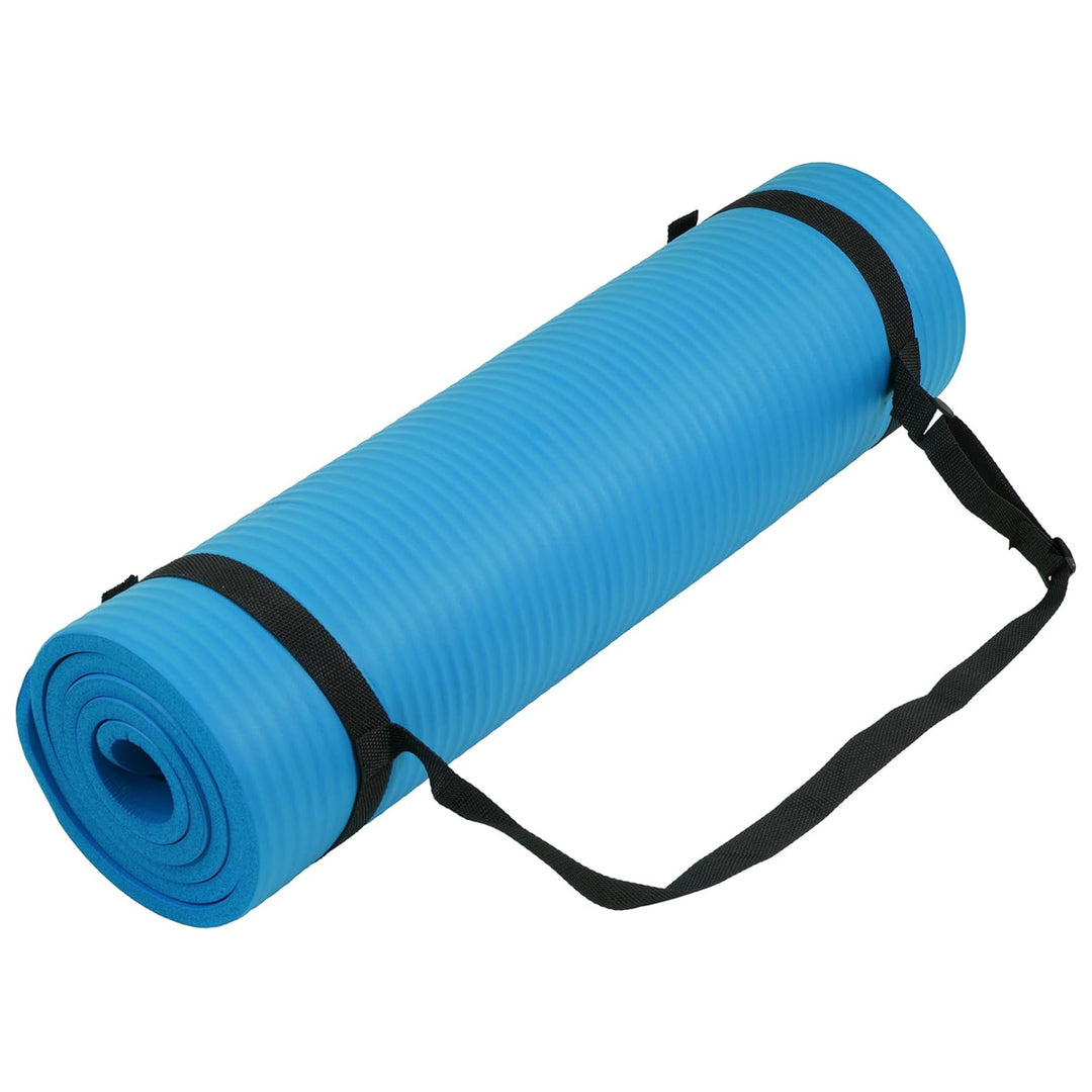 Fitvids 1/2-Inch Thick High Density Exercise Yoga Mat, Carrying Strap (Open Box)