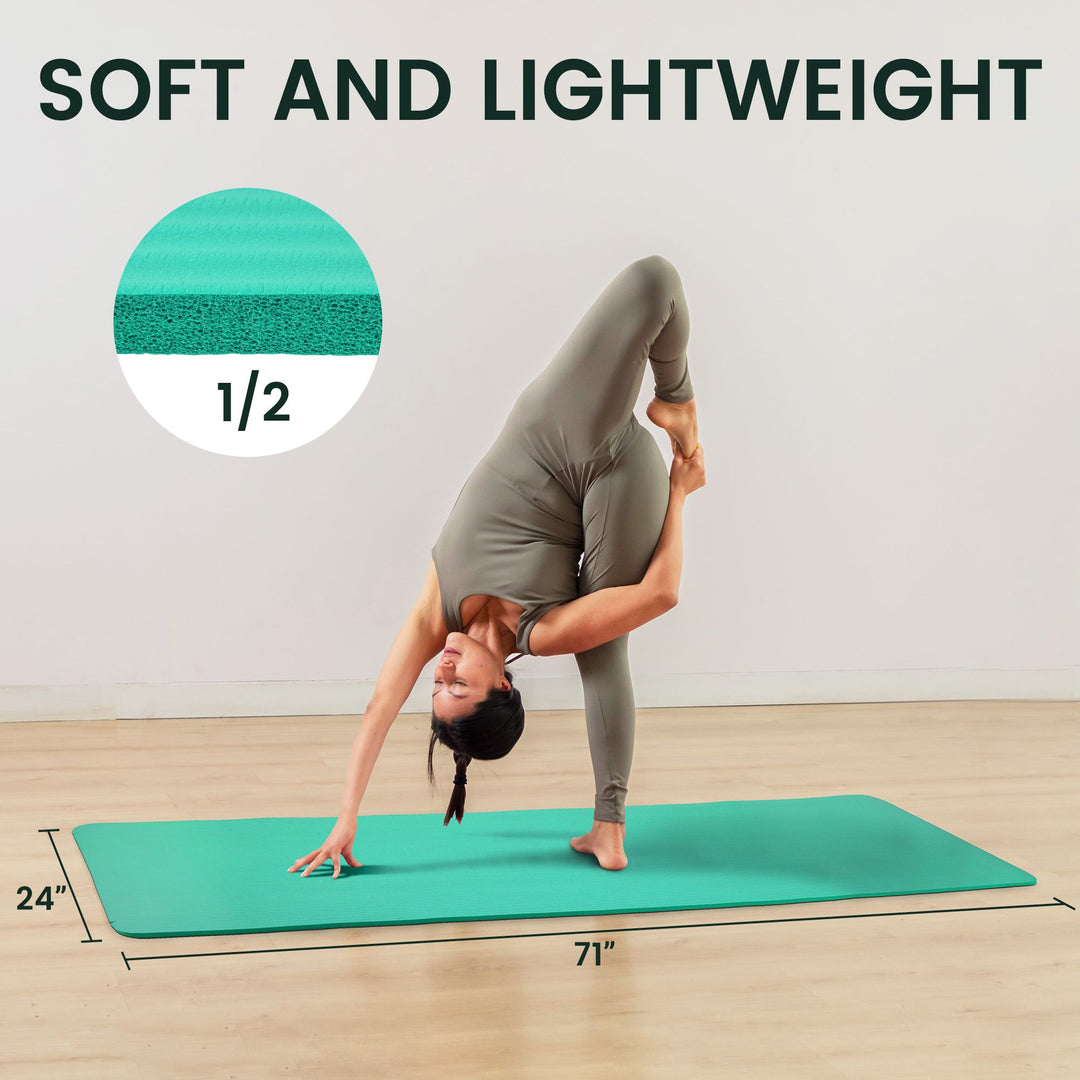 Fitvids 1/2" Thick High Density Exercise Yoga Mat with Carrying Strap (Open Box) - VMInnovations