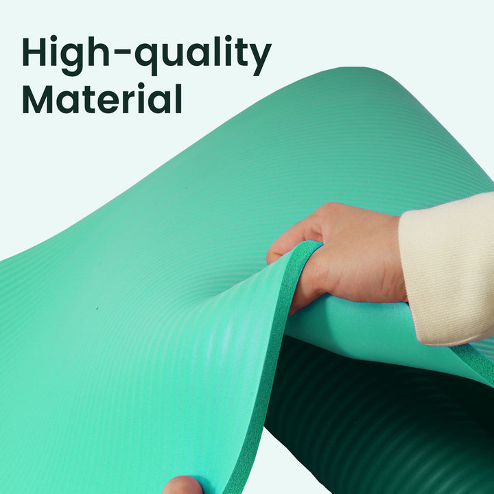 Fitvids 1/2-Inch Thick High Density Exercise Yoga Mat with Carrying Strap, Aqua