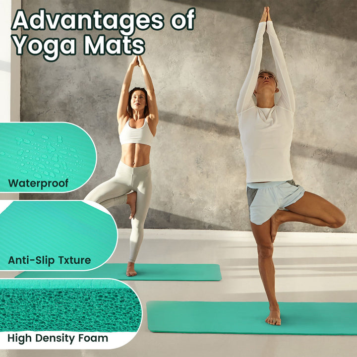 Fitvids 1/2-Inch Thick High Density Exercise Yoga Mat with Carrying Strap, Aqua