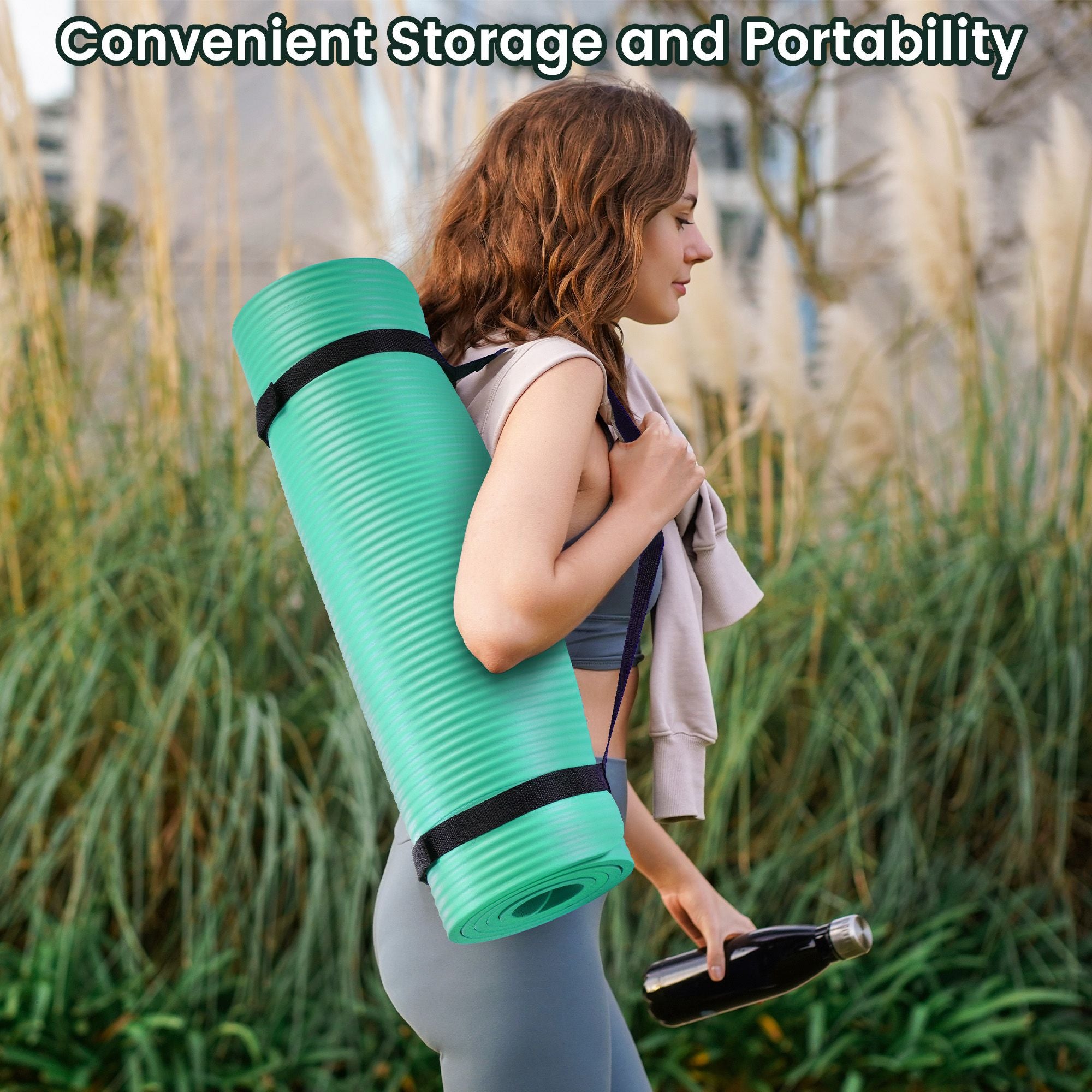 Fitvids 1/2" Thick High Density Exercise Yoga Mat with Carrying Strap (Open Box)