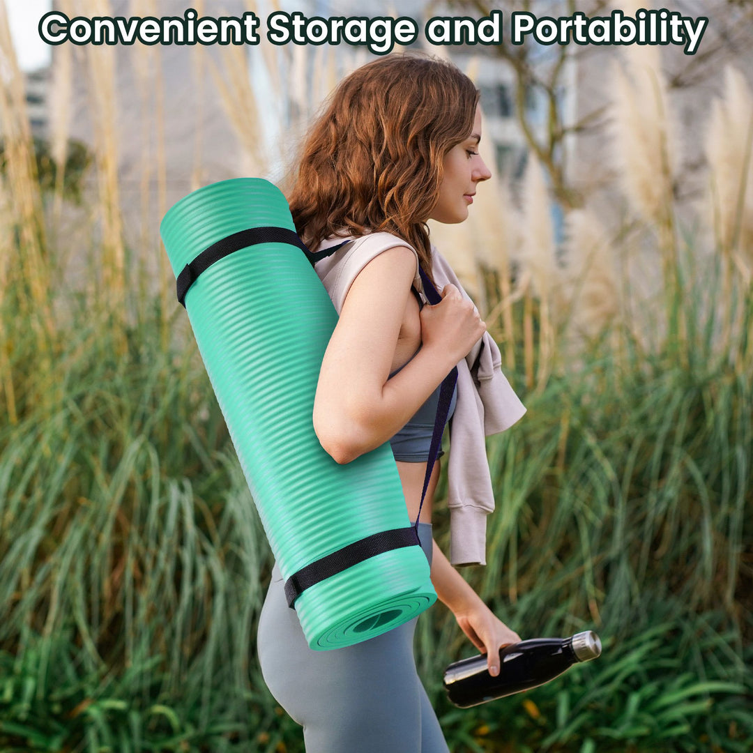 Fitvids 1/2" Thick High Density Exercise Yoga Mat with Carrying Strap (Open Box)