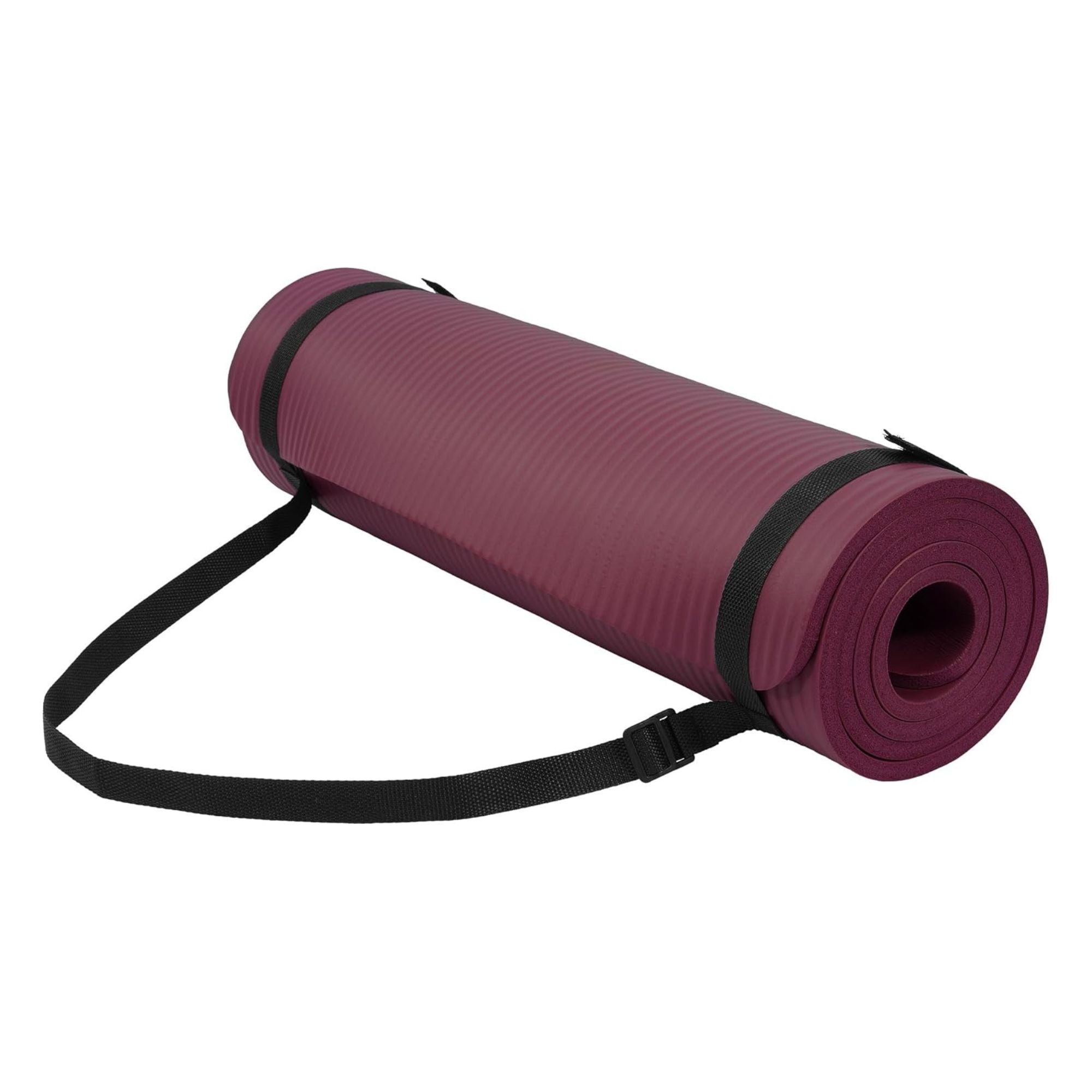 Fitvids 1/2" Thick High Density Yoga Mat, Carrying Strap, Deep Wine (Used) - VMInnovations