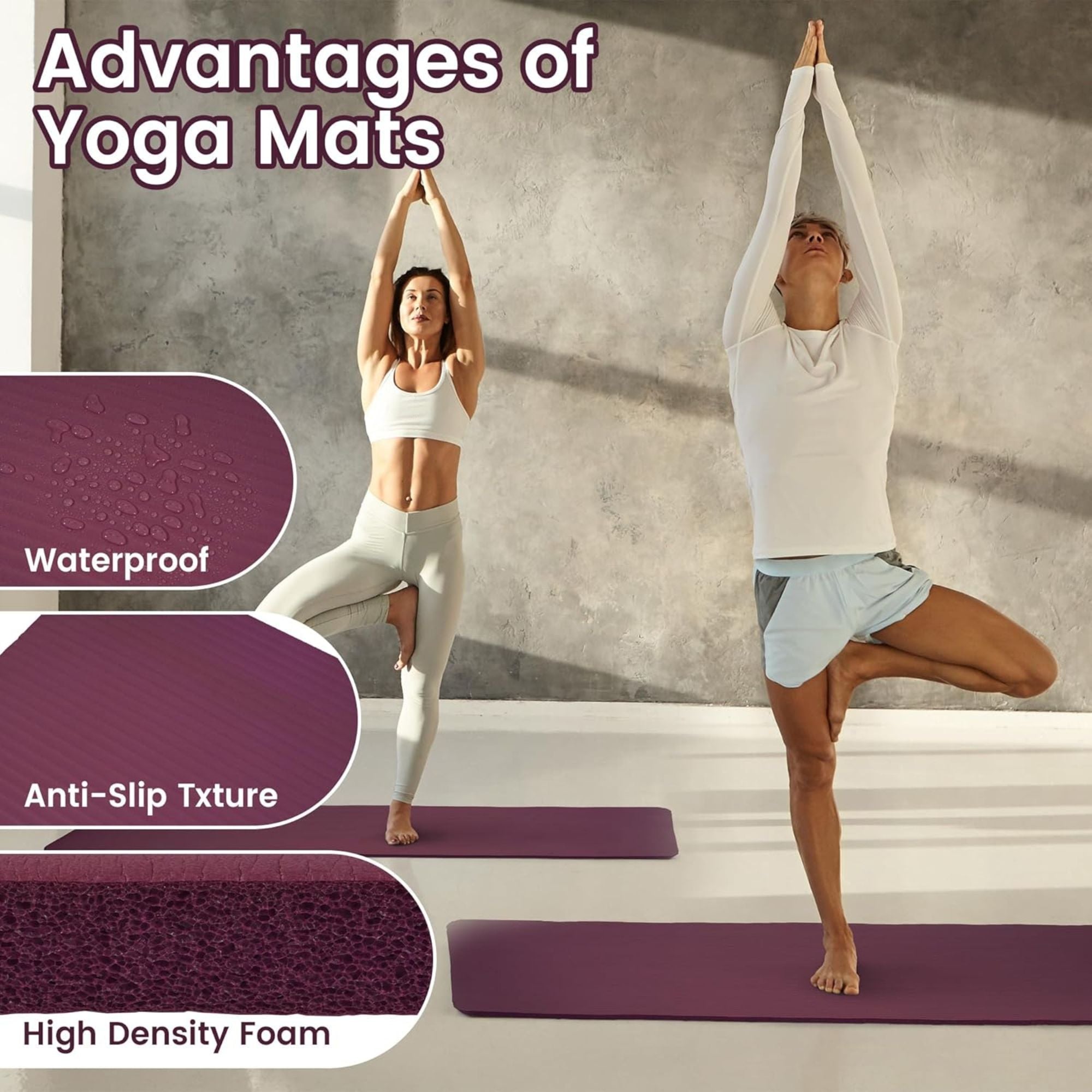 Fitvids 1/2" Thick High Density Exercise Yoga Mat, Carrying Strap (Open Box)