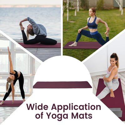 Fitvids 1/2" Thick High Density Yoga Mat, Carrying Strap, Deep Wine (Used)