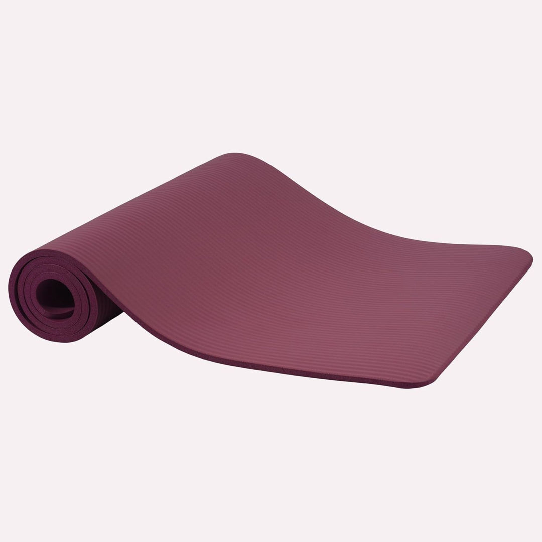 Fitvids 1/2" Thick High Density Exercise Yoga Mat, Carrying Strap, Deep Wine