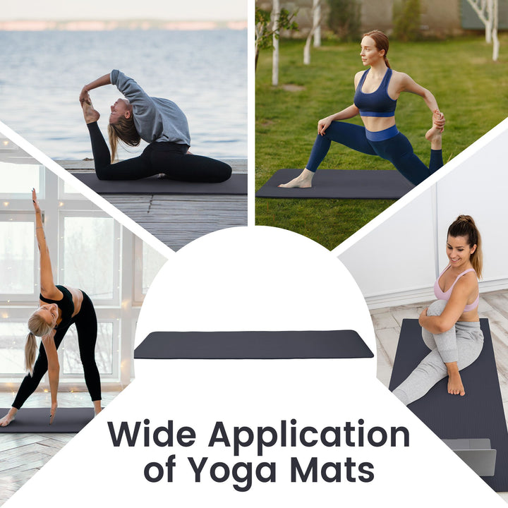 Fitvids 1/2" Thick High Density Exercise Yoga Mat, Carrying Strap, Graphite