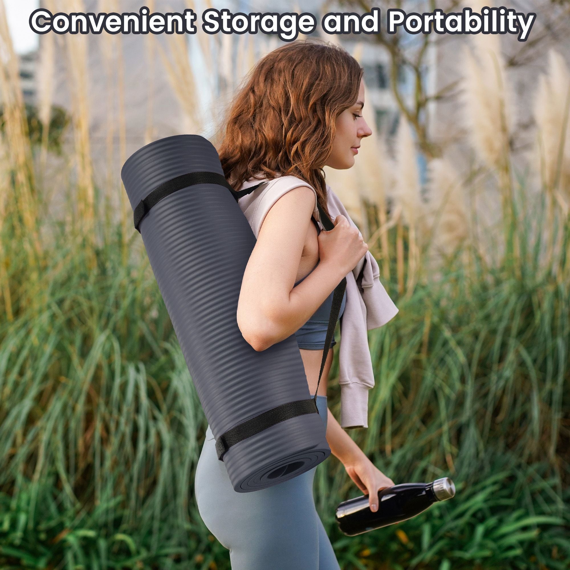 Fitvids 1/2" Thick High Density Exercise Yoga Mat, Carrying Strap (Used) - VMInnovations
