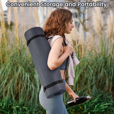 Fitvids 1/2" Thick High Density Exercise Yoga Mat, Carrying Strap (Used) - VMInnovations
