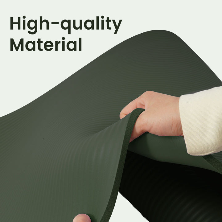 Fitvids 1/2" Thick High Density Exercise Yoga Mat, Carrying Strap, Green (Used)