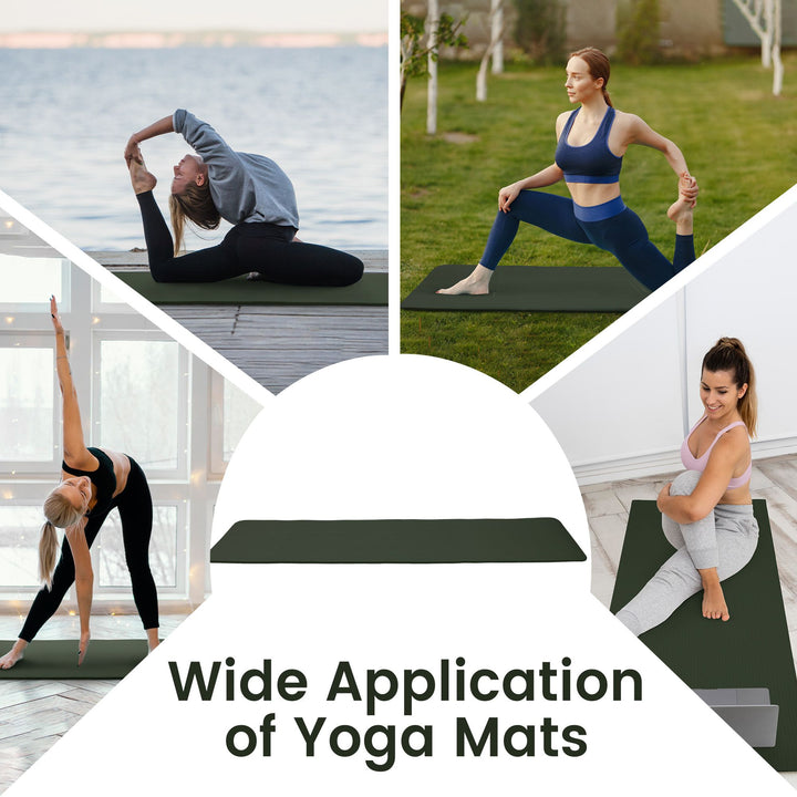 Fitvids 1/2" Thick High Density Exercise Yoga Mat, Carrying Strap, Jasper Green