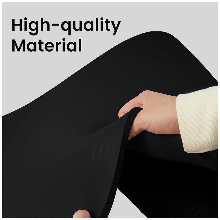 Fitvids 1/2" Thick High Density Yoga Mat, Carrying Strap, Midnight (Open Box)