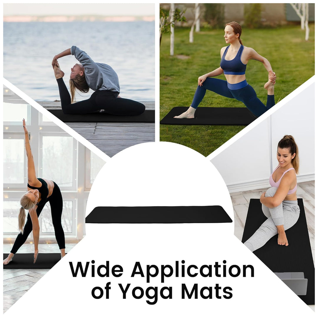Fitvids 1/2" Thick High Density Exercise Yoga Mat, Carrying Strap, Midnight