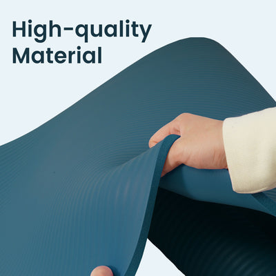 Fitvids 1/2" Thick High Density Yoga Mat, Carrying Strap, Navy Blue (Used)