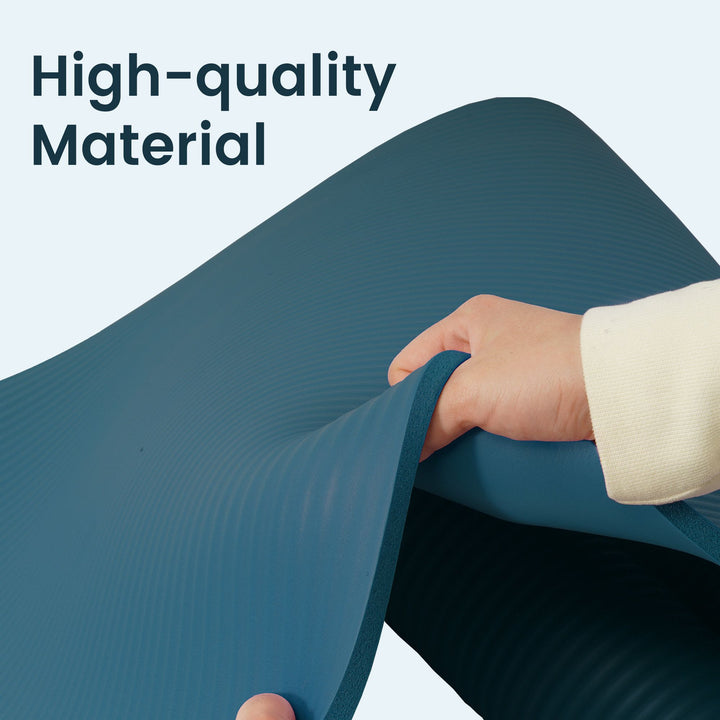 Fitvids 1/2" Thick High Density Exercise Yoga Mat, Carrying Strap Blue(Open Box) - VMInnovations