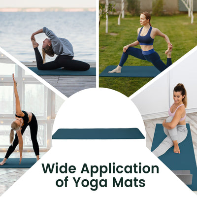 Fitvids 1/2" Thick High Density Yoga Mat, Carrying Strap, Navy Blue (Used)