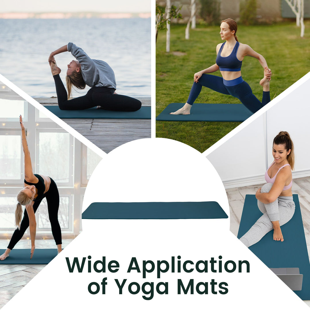 Fitvids 1/2" Thick High Density Exercise Yoga Mat, Carrying Strap Blue(Open Box)