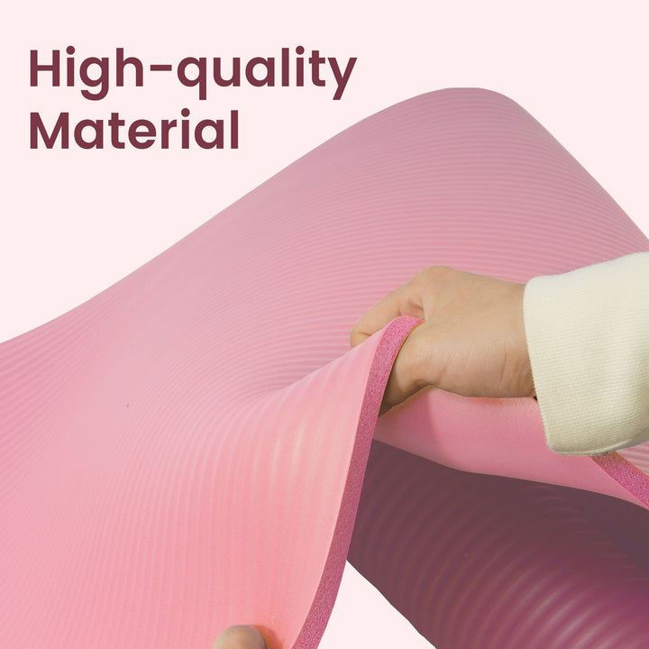 Fitvids 1/2" Thick High Density Exercise Yoga Mat, Carrying Strap, Pink (Used)
