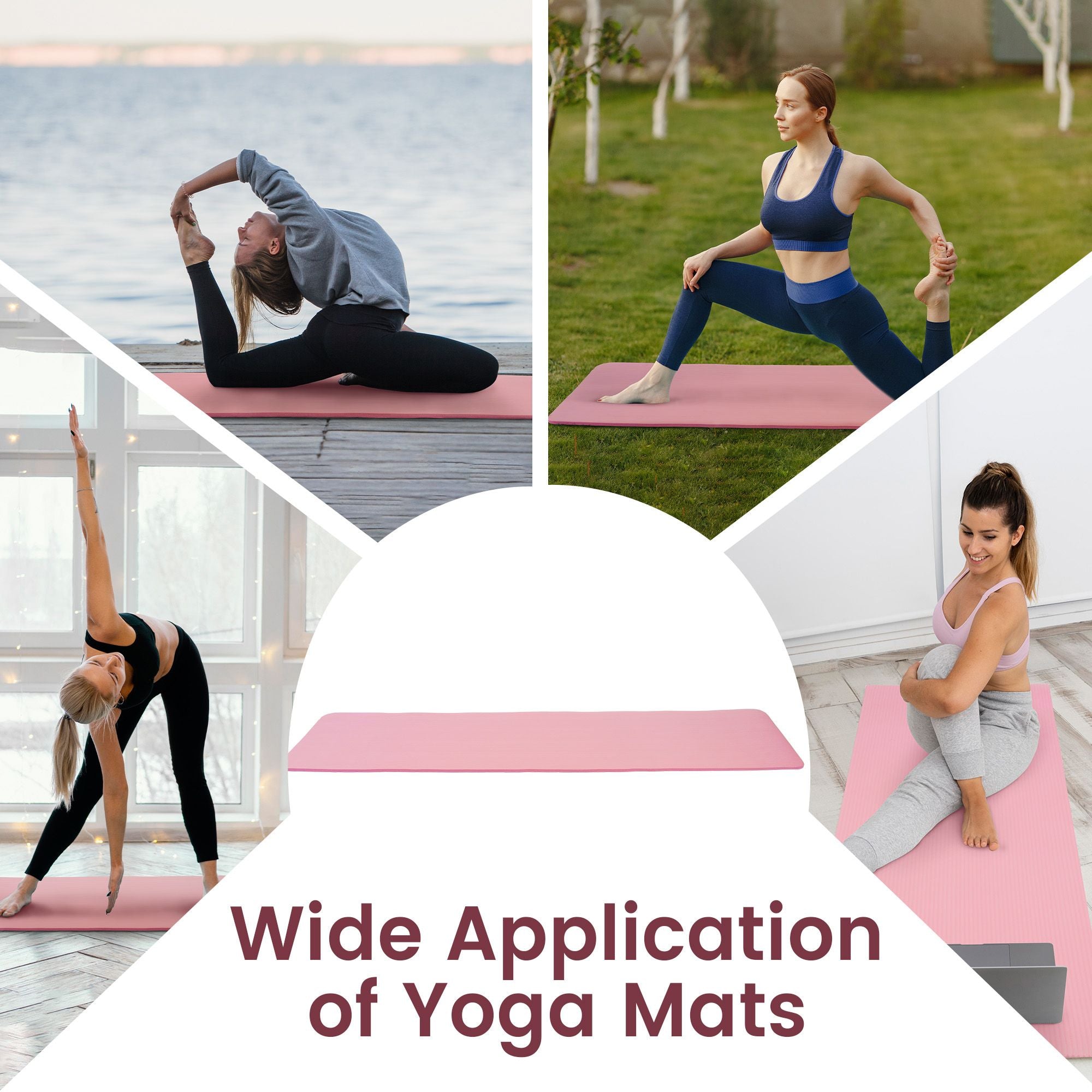 Fitvids 1/2" Thick High Density Exercise Yoga Mat, Carrying Strap, Pale Pink - VMInnovations