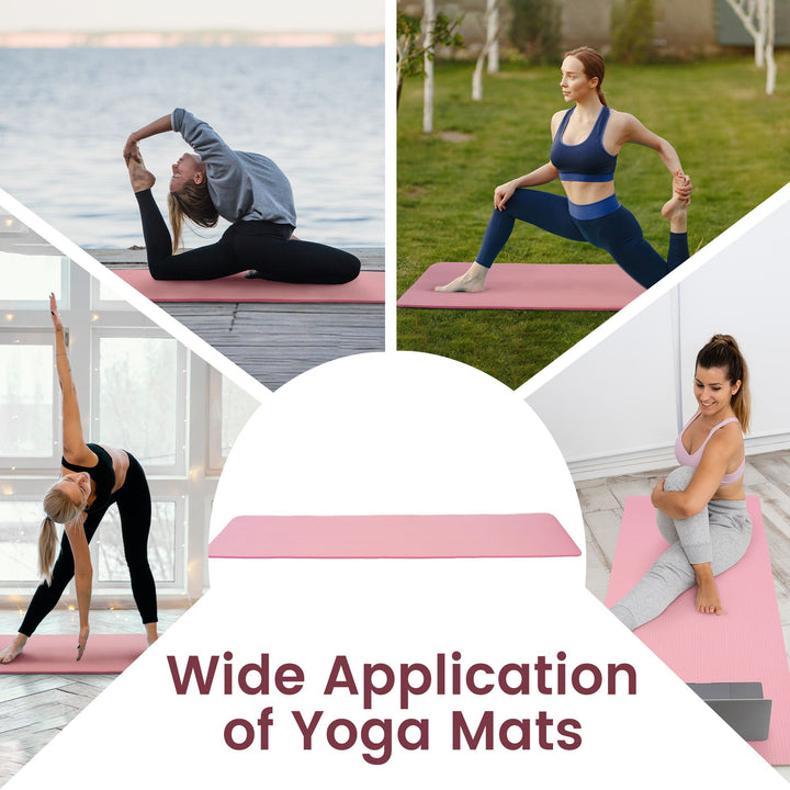 Fitvids 1/2" Thick High Density Exercise Yoga Mat, Carrying Strap, Pink (Used)