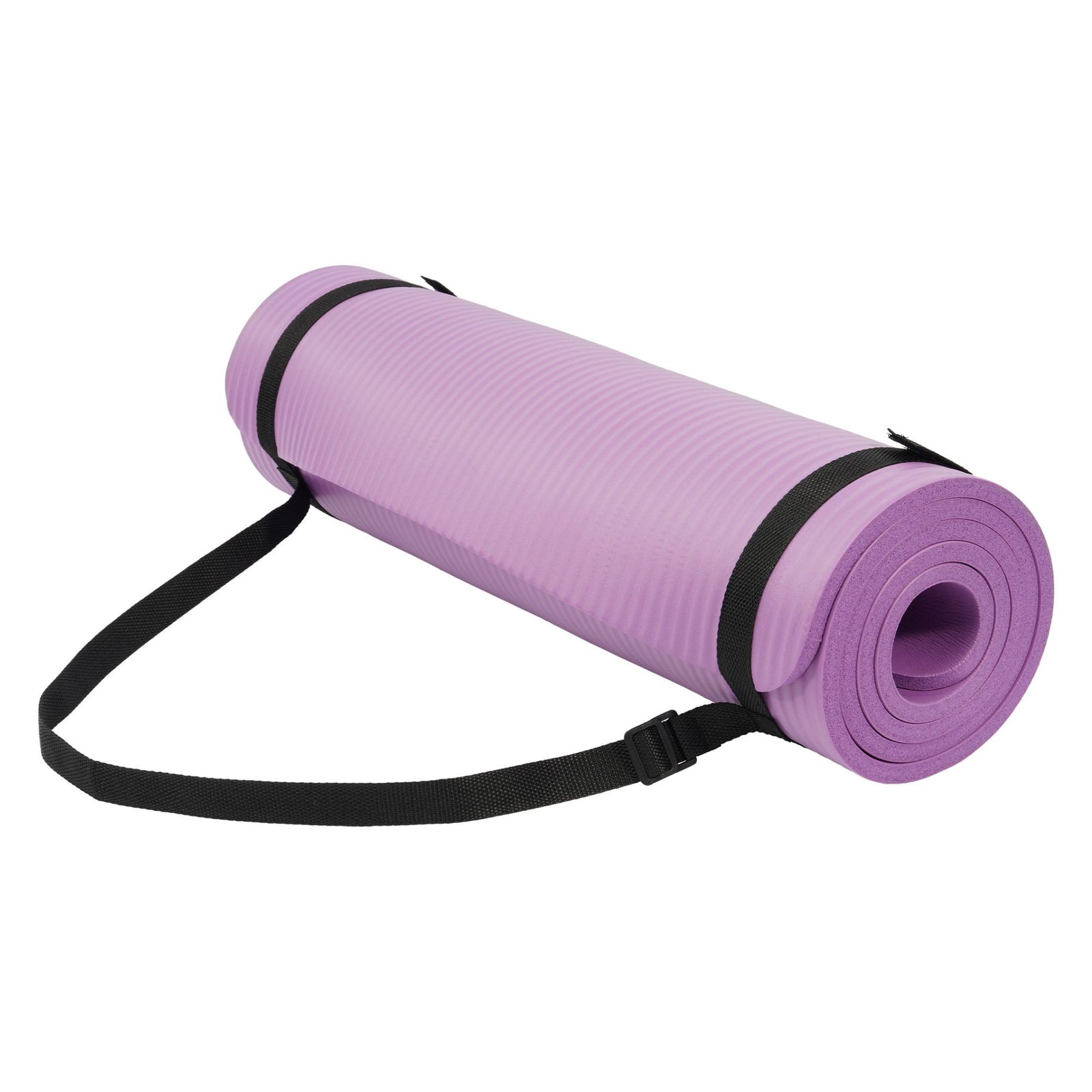Fitvids 1/2" Thick High Density Exercise Yoga Mat, Carrying Strap, Purple (Used) - VMInnovations