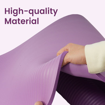 Fitvids 1/2" Thick High Density Exercise Yoga Mat, Carrying Strap, Purple (Used) - VMInnovations