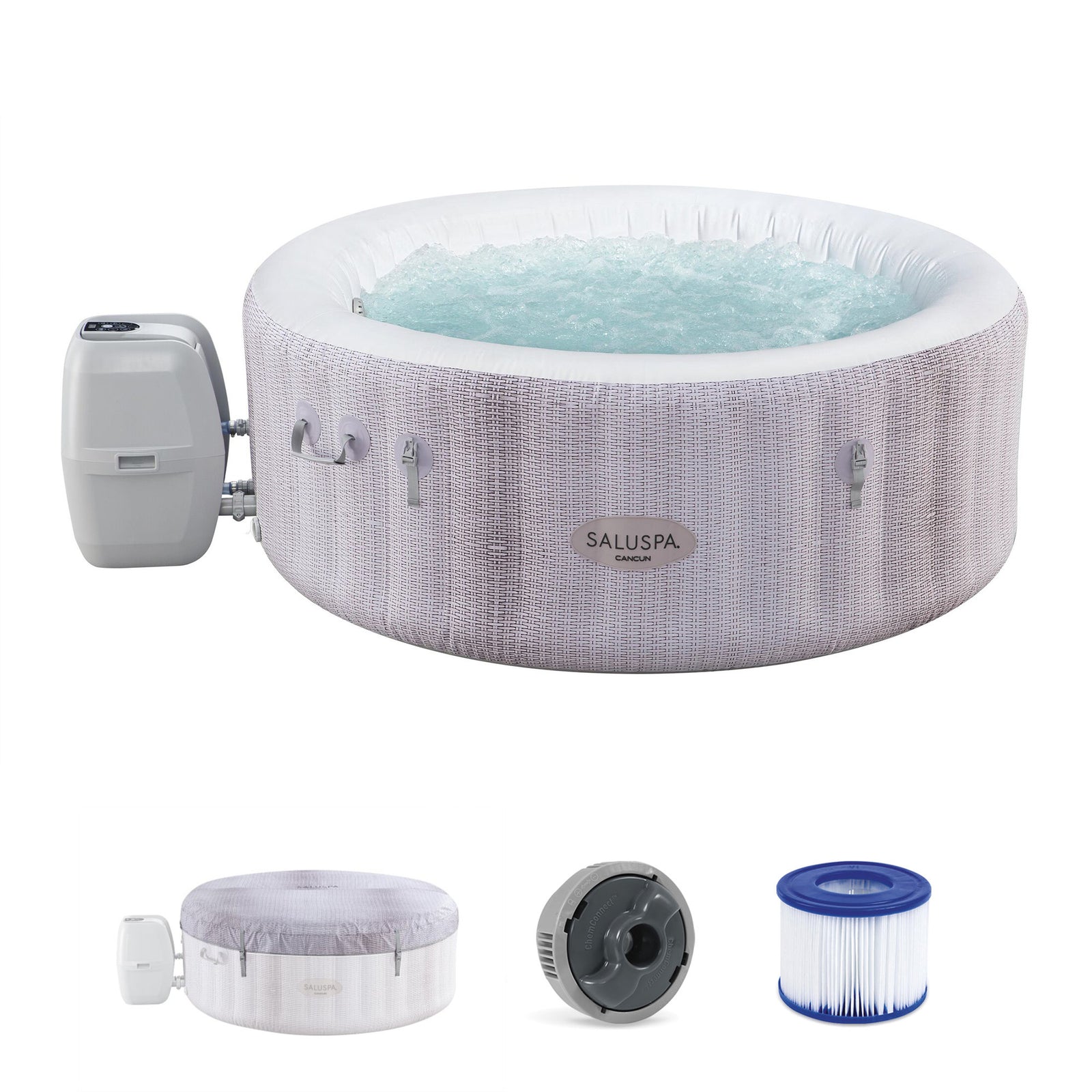 Bestway SaluSpa Cancun 2-4 Person Inflatable Energy-Efficient Hot Tub (Open Box) - VMInnovations