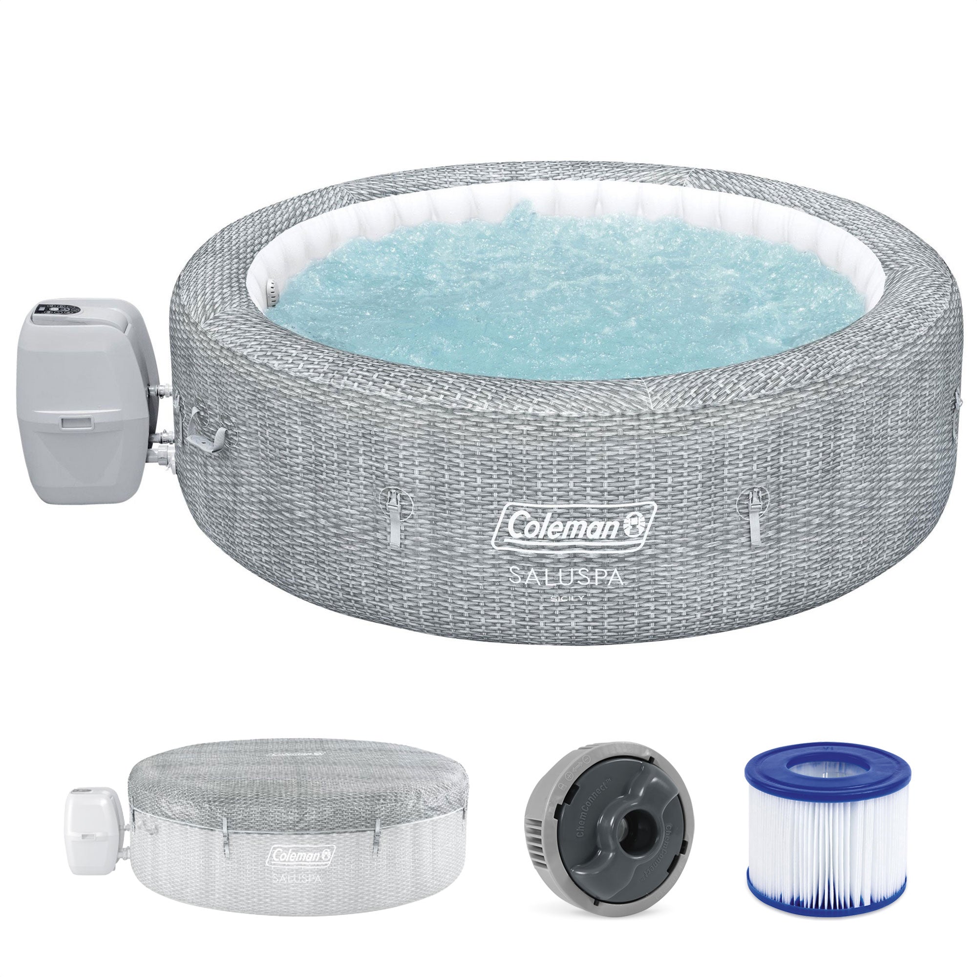 Coleman Sicily  AirJet Inflatable Hot Tub with EnergySense Cover (For Parts) - VMInnovations