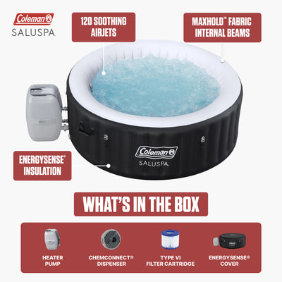 Coleman Miami 2-4 Person AirJet Inflatable Spa, EnergySense Cover, Drink Holder
