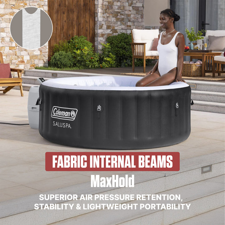 Coleman Miami 2-4 Person AirJet Inflatable Hot Tub with Cover, Black, 71"x26"