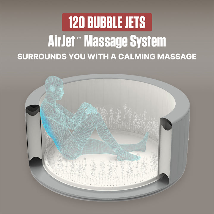 Coleman Miami 2-4 Person AirJet Inflatable Hot Tub with Cover, Black, 71"x26"