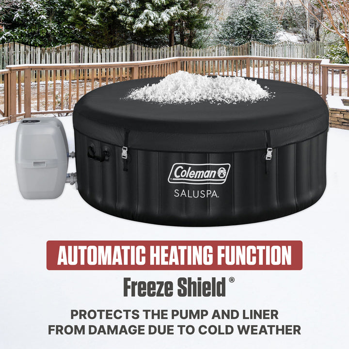 Coleman Miami 2-4 Person AirJet Inflatable Hot Tub with Cover, Black, 71"x26"