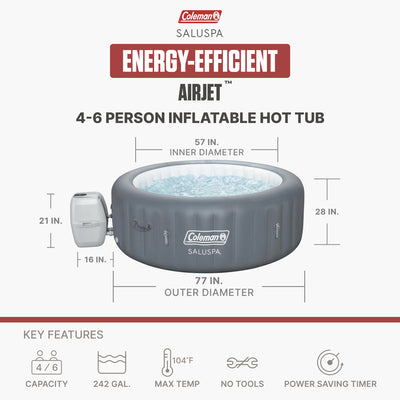 Coleman SaluSpa  AirJet Inflatable Hot Tub w/EnergySense Cover(For Parts) - VMInnovations