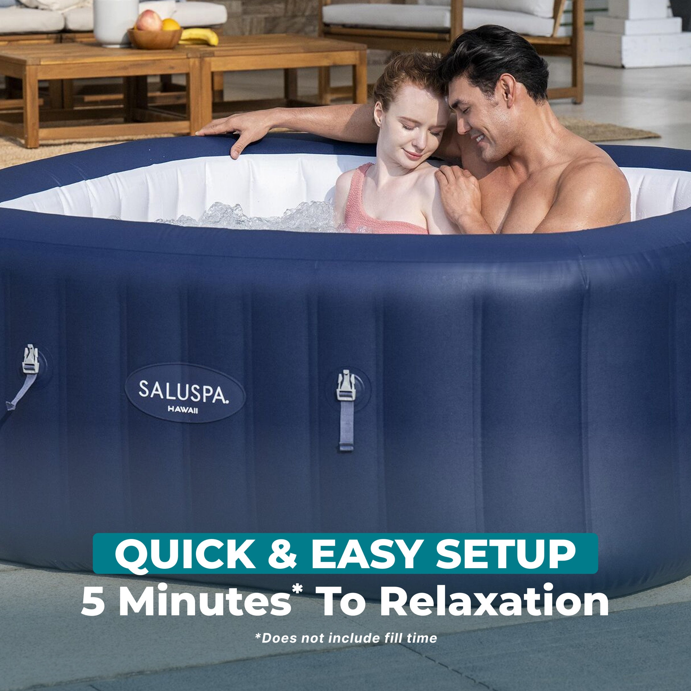 SaluSpa Hawaii Energy-Smart AirJet Inflatable Hot Tub w/ App-Control (For Parts) - VMInnovations