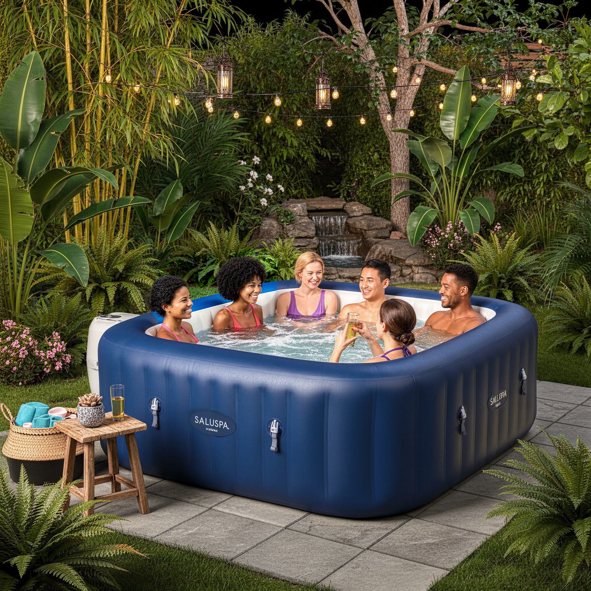 SaluSpa Hawaii Energy-Smart AirJet Inflatable Hot Tub w/ App-Control (For Parts) - VMInnovations
