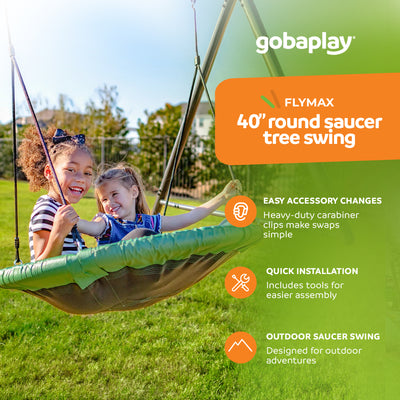 gobaplay FlyMax Saucer Tree Swing, 40" Platform Saucer Seat, Green (Open Box) - VMInnovations