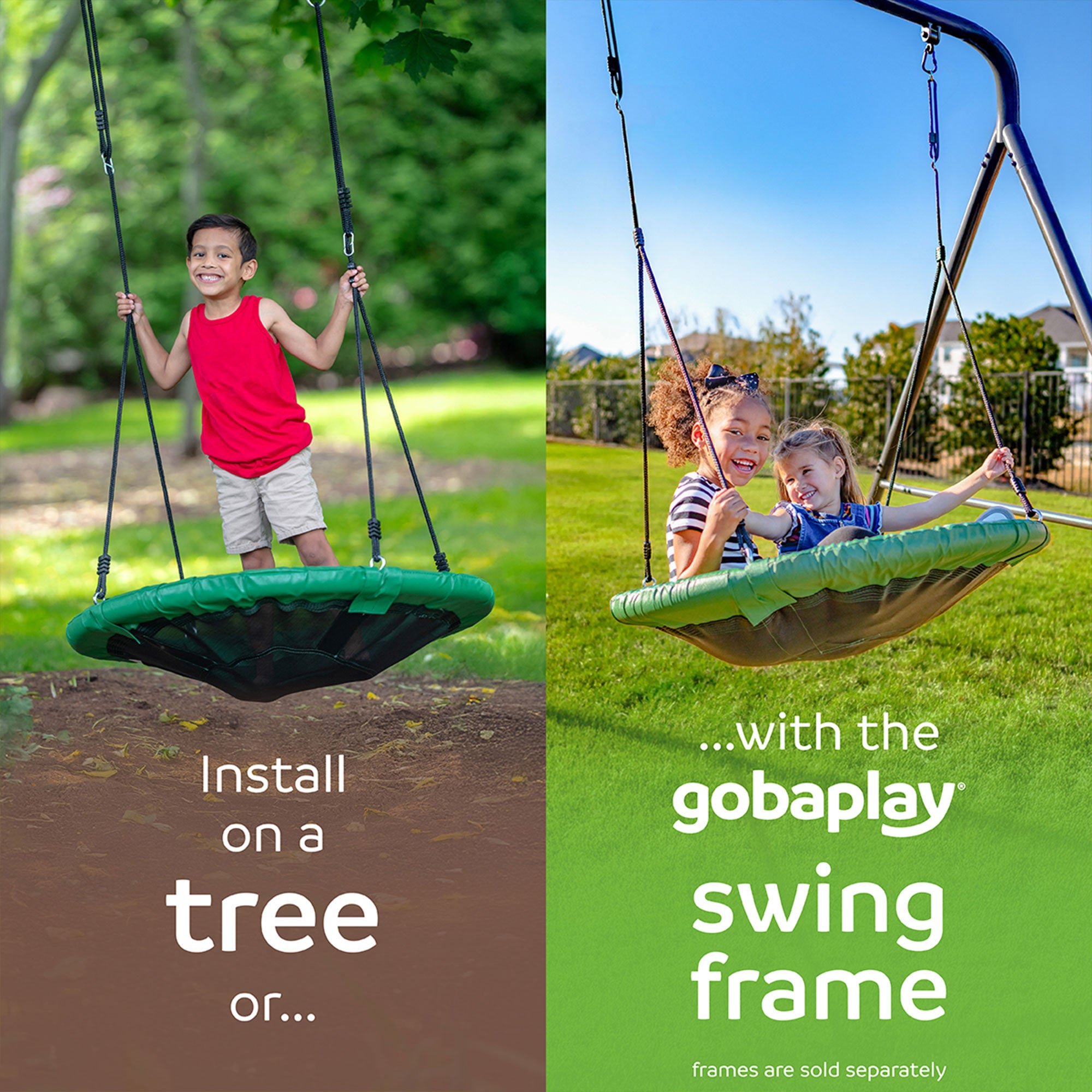 gobaplay FlyMax Saucer Tree Swing, 40" Round Outdoor Platform Saucer Seat, Green - VMInnovations