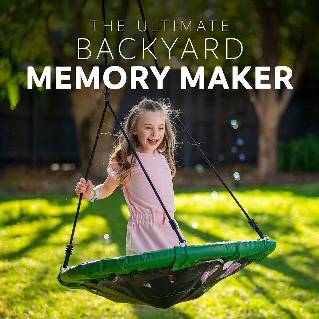 gobaplay FlyMax Saucer Tree Swing, 40" Round Outdoor Platform Saucer Seat, Green