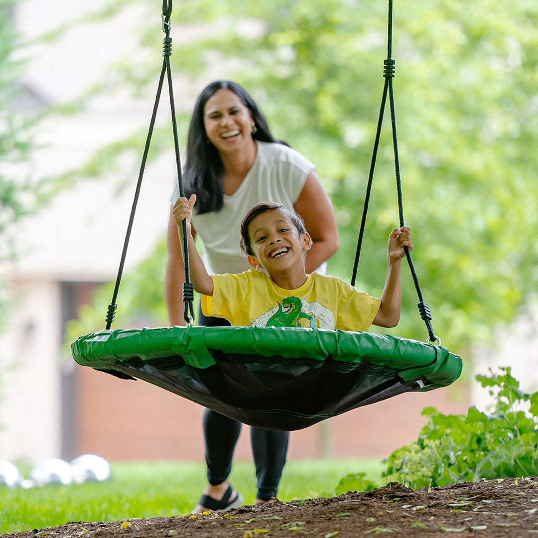 gobaplay FlyMax Saucer Tree Swing, 40" Round Outdoor Platform Saucer Seat, Green