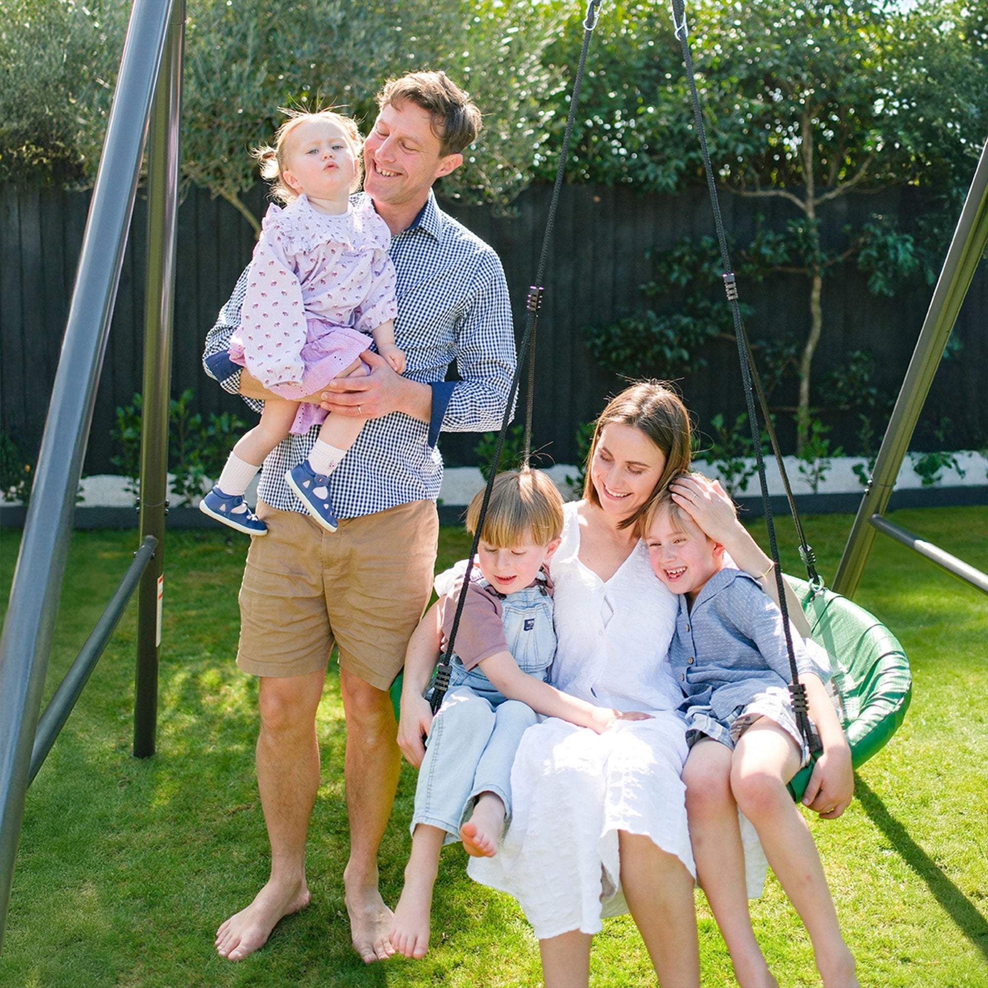 gobaplay FlyMax Saucer Tree Swing, 40" Round Outdoor Platform Saucer Seat, Green - VMInnovations
