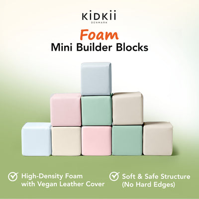 KIDKII 9pc Mini Builder Cubes Soft Foam Stackable Toddler Blocks (Open Box)