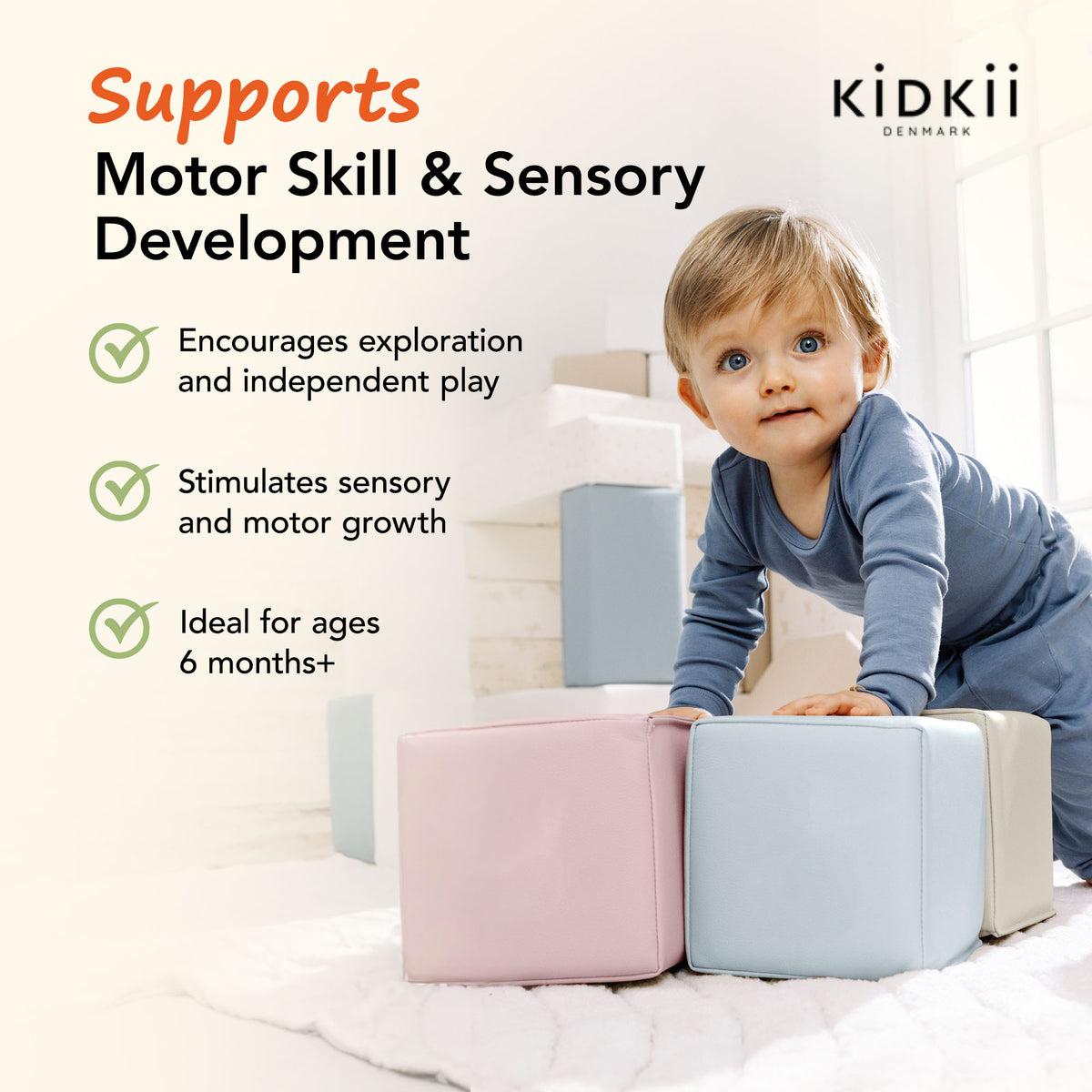 KIDKII 9pc Mini Builder Cubes Soft Foam Stackable Toddler Blocks (Open Box)
