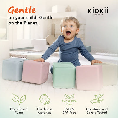 KIDKII 9pc Mini Builder Cubes Soft Foam Stackable Toddler Blocks (Open Box)