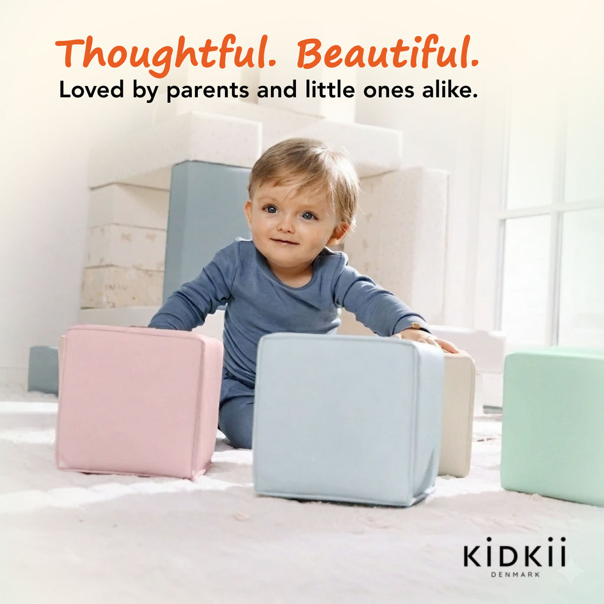 KIDKII 9pc Mini Builder Cubes Soft Foam Stackable Toddler Blocks (Open Box)
