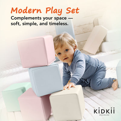 KIDKII 9pc Mini Builder Cubes Soft Foam Stackable Toddler Blocks (Open Box)