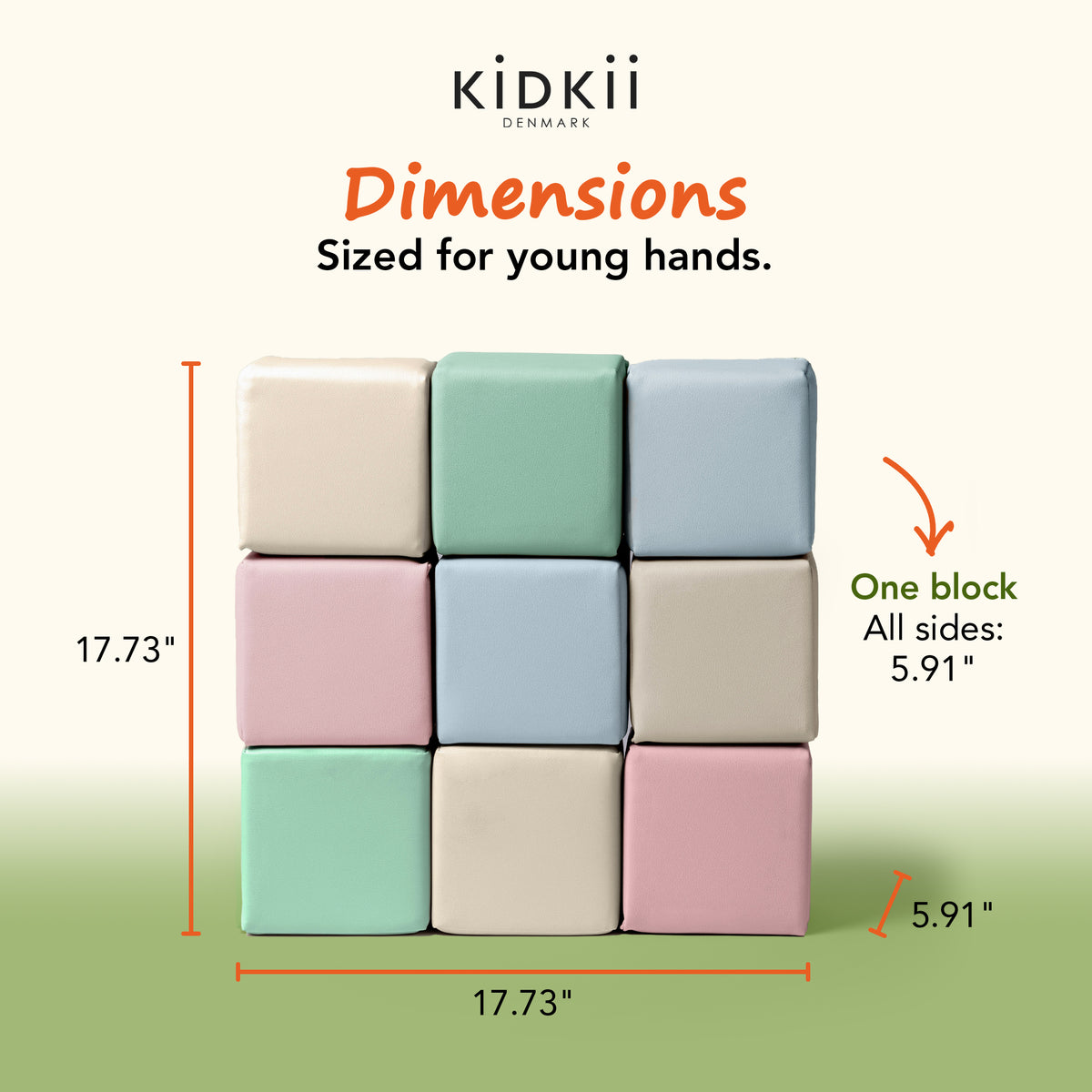 KIDKII 9 Piece Set Mini Builder Cubes Soft Foam Stackable Toddler Blocks, Pastel