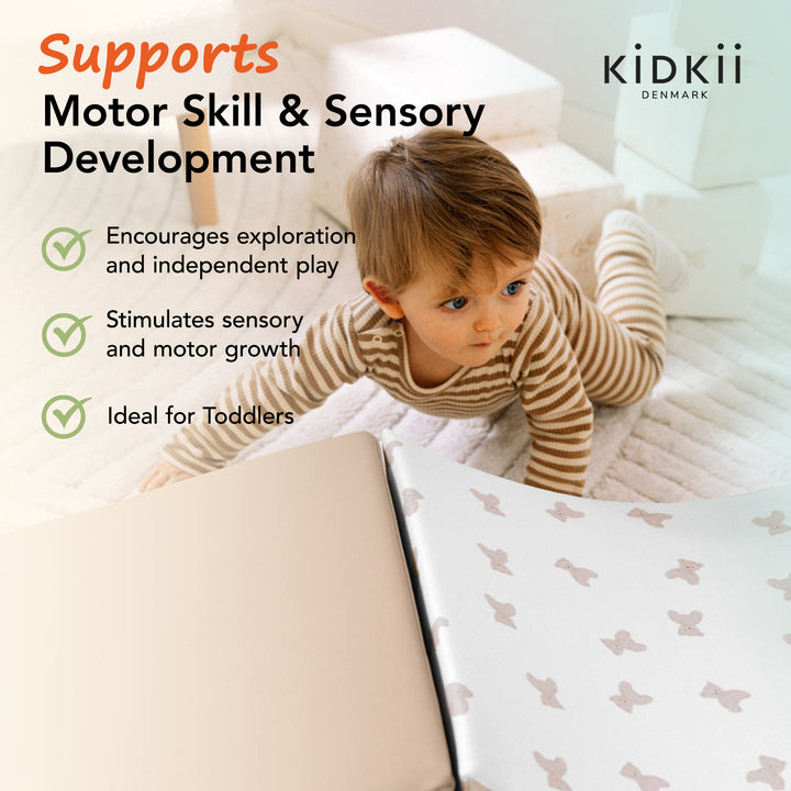 KIDKII 4 Piece Set Soft Play Original Foam Blocks for Toddlers Play Gym, Beige