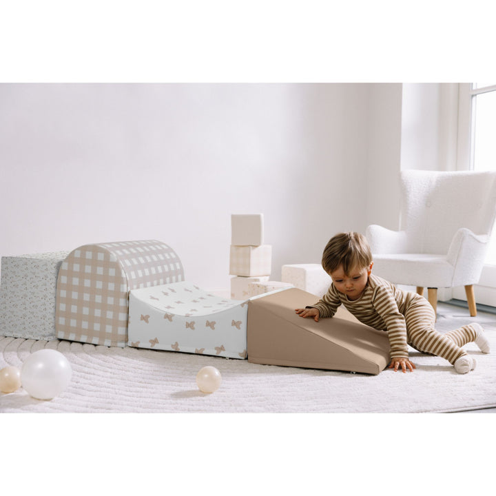 KIDKII 4 Piece Set Soft Play Original Foam Blocks for Toddlers Play Gym, Beige