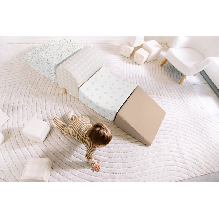 KIDKII 4 Piece Set Soft Play Original Foam Blocks for Toddlers Play Gym, Beige